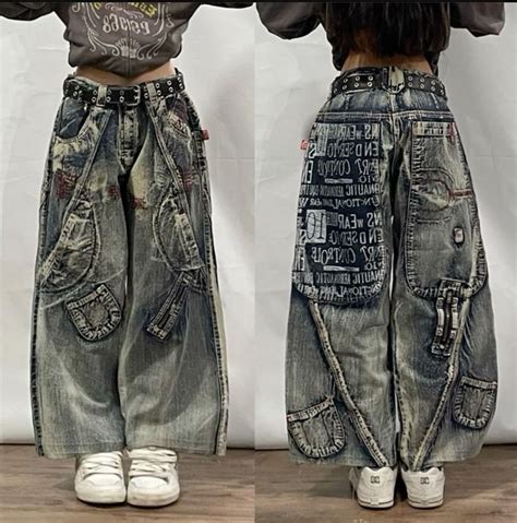 Baggy Grunge Jeans Baggy Grunge Pants Deconstructed Denim Wide Leg