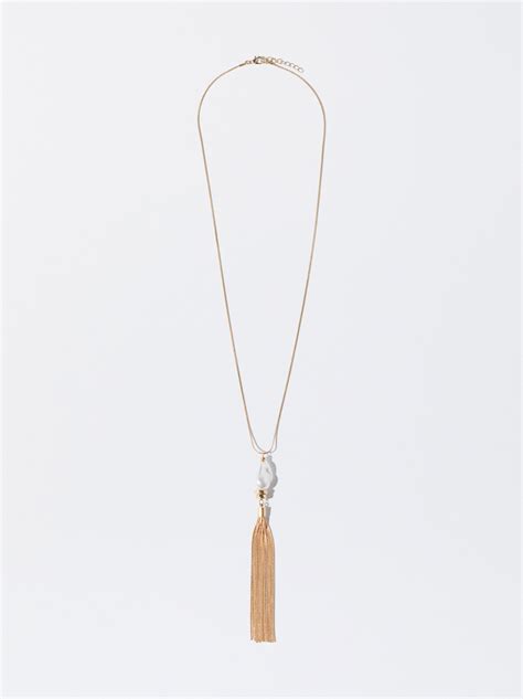 Gold Necklace With Pearl Golden | Parfois