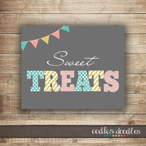 Candy Buffet Girls Birthday Sweet Treats Sign Pink Turquoise