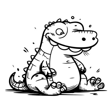 premium vector cute cartoon crocodile sitting   ground vector