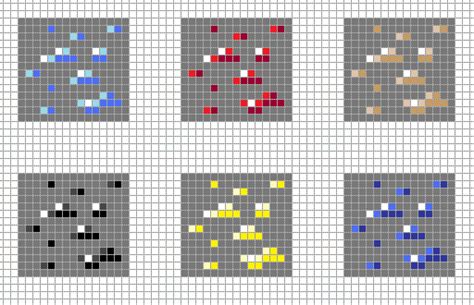 Minecraft Diamond Ore Pixel Art Grid