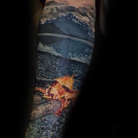 Campfire Tattoo Designs For Men Great Outdoors Ink Ideas Outdoor