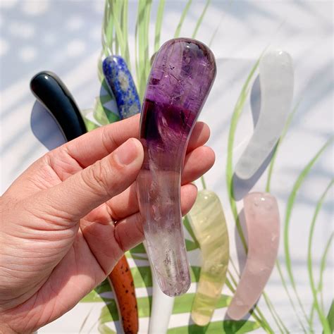 1PC Amethyst Obsidian Crystal Wand Dildo 12 Cm Curved Design Etsy
