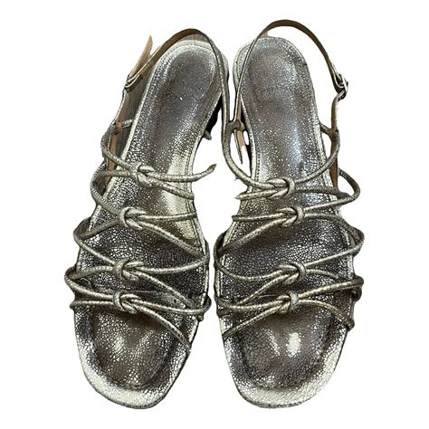 leather sandal sezane gold size  eu  leather