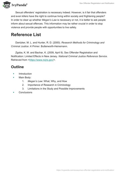 Sex Offender Registration And Notification Words Research Paper Example