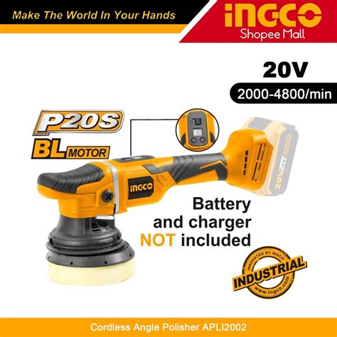 Ingco APLI2002 20V Lithium Ion Cordless Angle Car Polisher Buffing