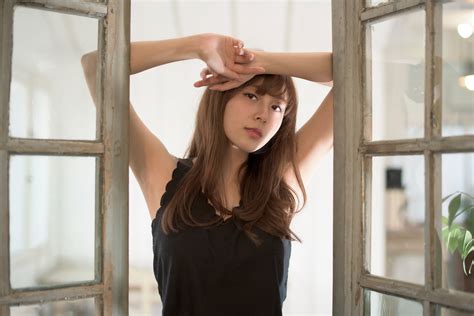 Brunette Asian P Model Portrait Arms Up Armpits Women Long Hair HD Wallpaper