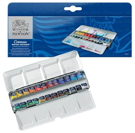 Winsor Newton Cotman Artist Water Colour Metal Sketchers Box Half