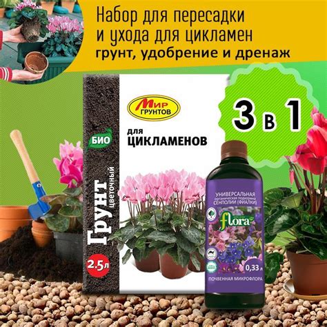 Мир Грунтов / Грунт для цикломенов. Набор для пересадки растений: земля ...