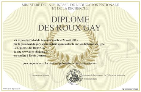 Diplome Des Roux Gay