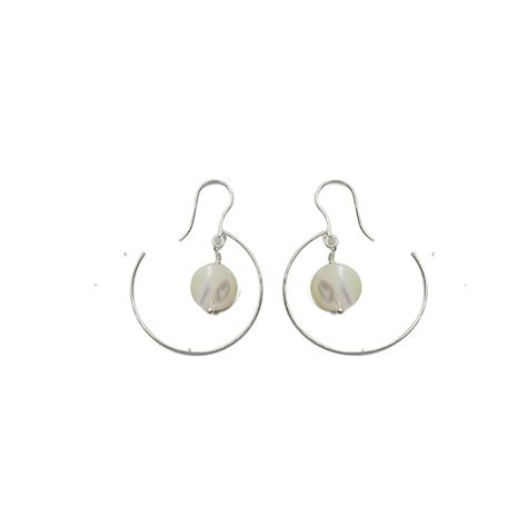 Boucles d oreilles créole pastille de nacre