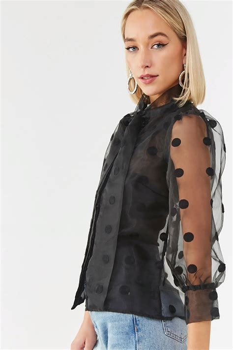 Sheer Polka Dot Shirt Forever Polka Dot Shirt Organza Shirt