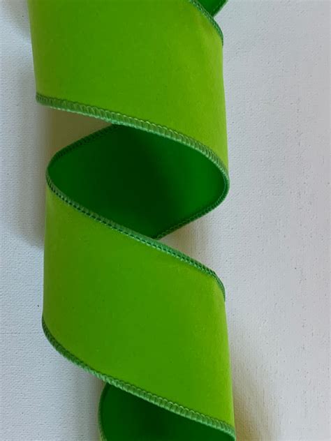 2 5 Bright Lime Green Velvet Ribbon Wired Edges 10 Etsy