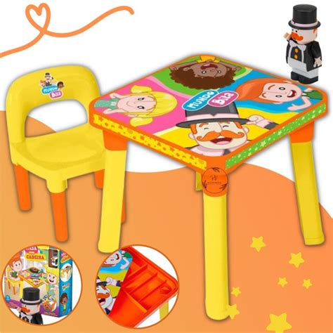 Mesa Infantil Mundo Bita Mesinha E Cadeira Boneco Brinde