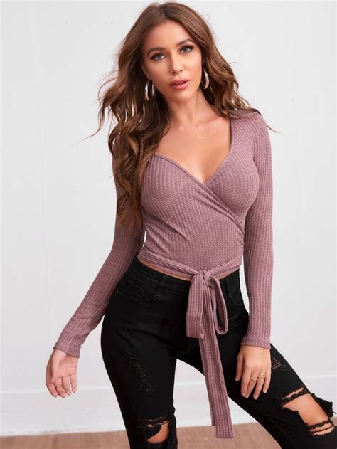 Shein Top Corto Cruzado Con Cord N Delantero Moda De Mujer Shein M Xico