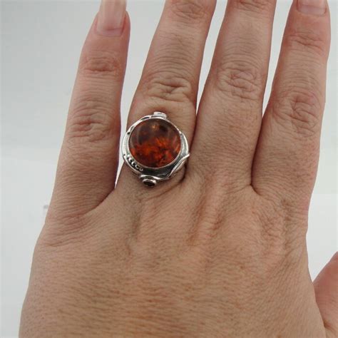 Unique Sterling Silver Amber Rings For Women Big Statement Etsy