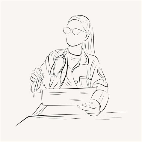 Illustration Dessin Au Trait D un Jeune Médecin Portant L uniforme