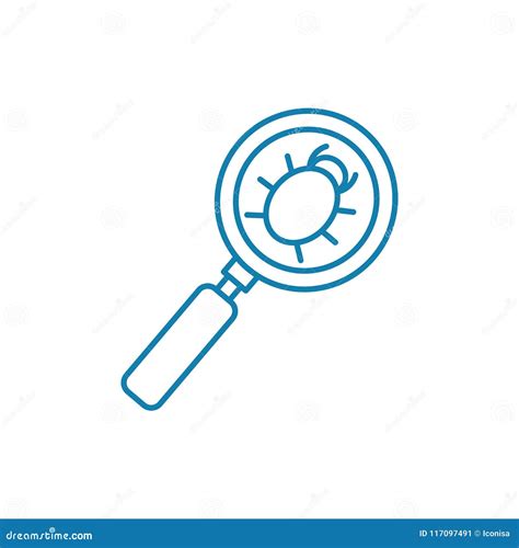 Searching Bugs Linear Icon Concept Searching Bugs Line Vector Sign