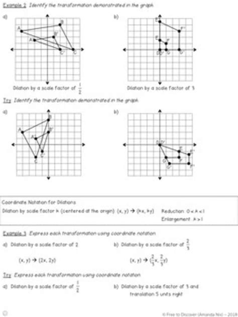 Dilation Guided Notes & Practice | Dilations Transformations Activity ...