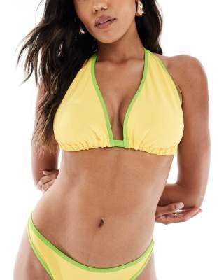 Top De Bikini De Copas Grandes Altas Amarillo Y Verde Triangular Dani De Asos Design Asos
