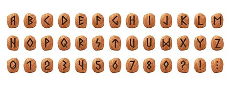 Rune alphabet on wooden tablets 14343448 Vector Art at Vecteezy