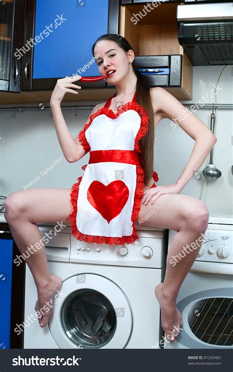 Sexy Woman Kitchen Hot Pepper Stock Photo 81203482 Shutterstock