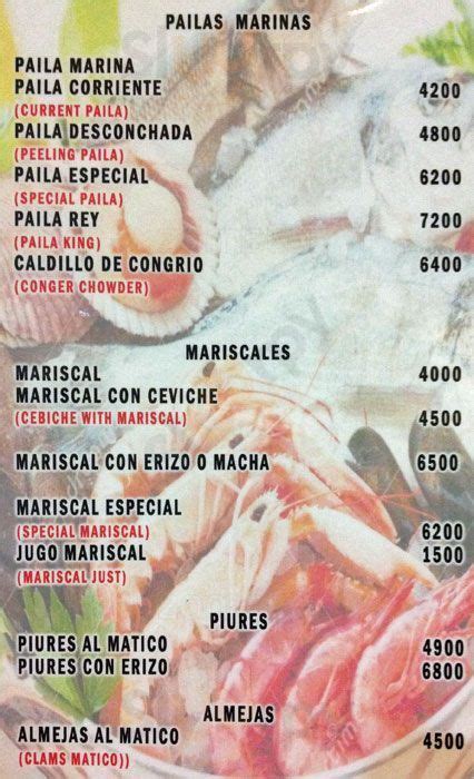 El Rey De La Paila Marina Menù Santiago All Sluurpy