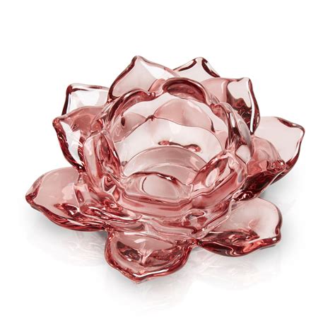 Pink Flower Glass Tea Light Holder Departments Diy At Bandq