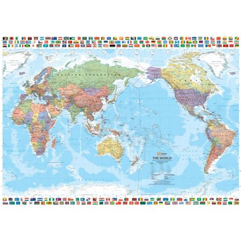 World Pacific Centred Paper Wall Map Hema Maps