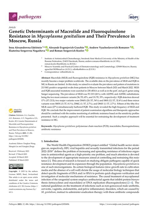 PDF Genetic Determinants Of Macrolide And Fluoroquinolone Resistance