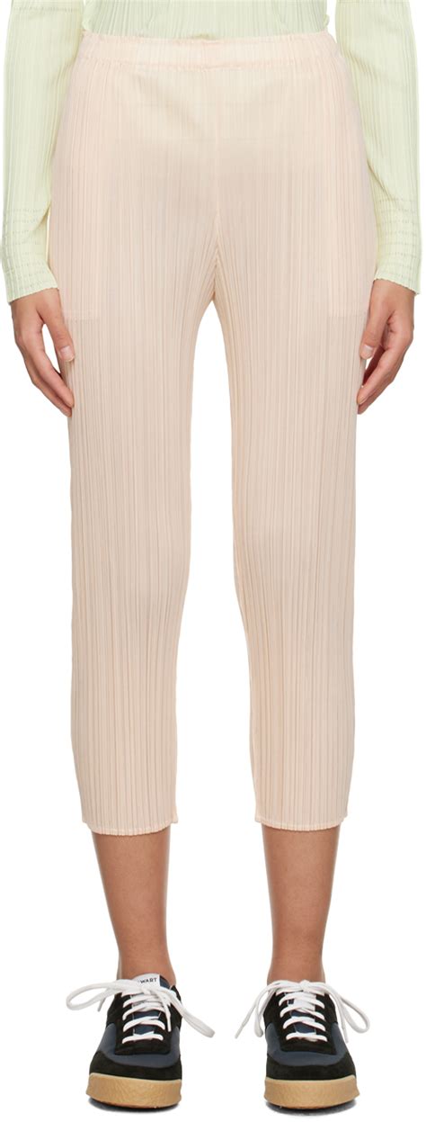 Pleats Please Issey Miyake Beige Monthly Colors February Trousers