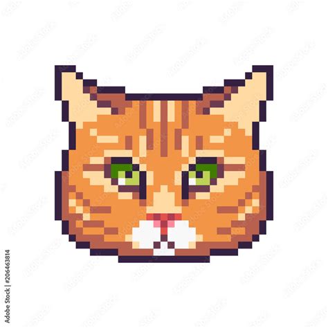 Pixel Art Vector Red Tabby Cat Icon Isolated On White Background Stock Vector Adobe Stock