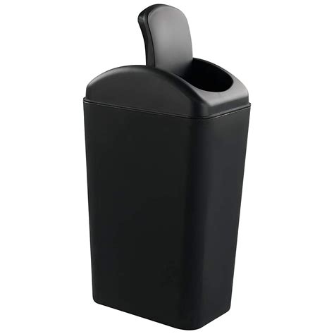 Namzi 12 Litre Plastic Trash Can, Swing Top Garbage Can, Black, 1 Pack ...