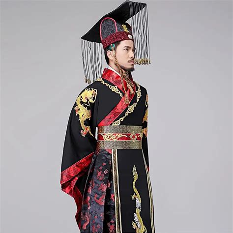 Traditional ancient Chinese Hanfu men TV Play Male Emperor Costume Dragon embroidery gown ...