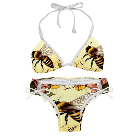 Starry Bees In The Sky Adjustable Strap Detachable Sponge Bikini Set Two Pack For Beach And