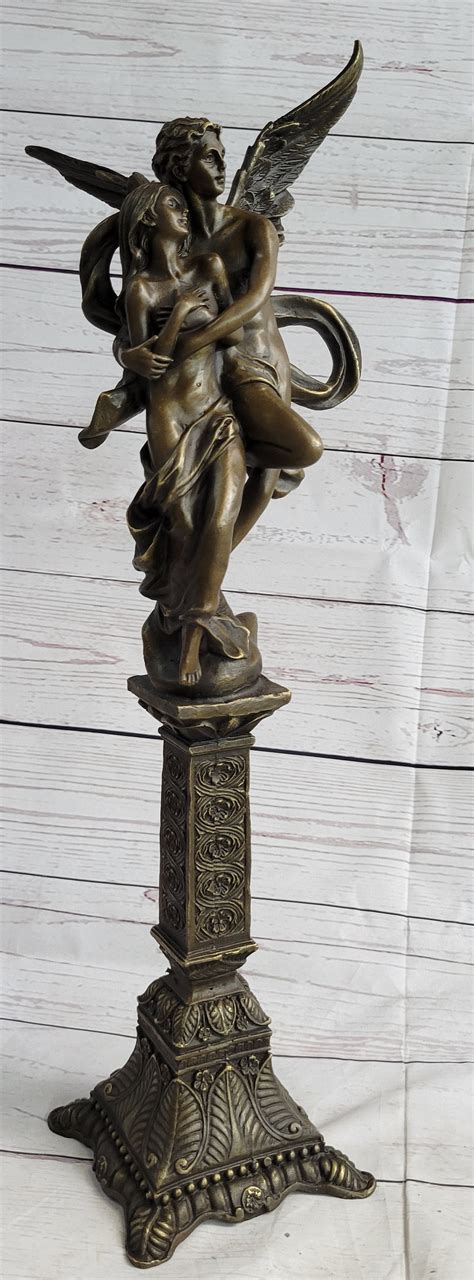 Trinx Kaily Inches Tall Nude Male Angel Carries Girl Mythical Deco Bronze Sculpture Art