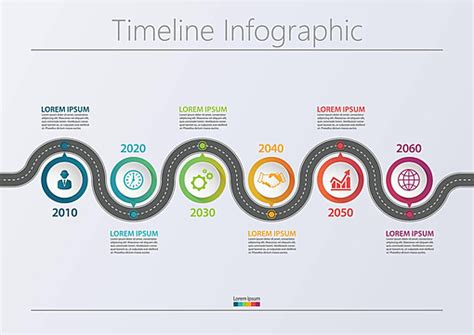 รูปเทมเพลตพื้นหลังแบบนามธรรมพร้อมไทม์ไลน์แผนที่ถนนธุรกิจและไอคอนอินโฟ