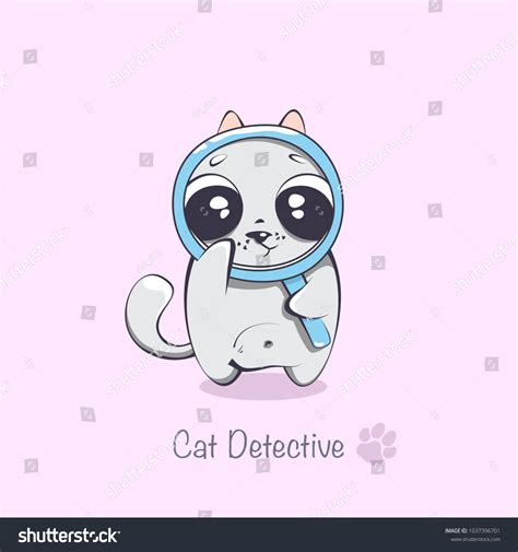 Funny Cartoon Detective Cat Vector Illustration Stock Vector (Royalty Free) 1037396701 ...