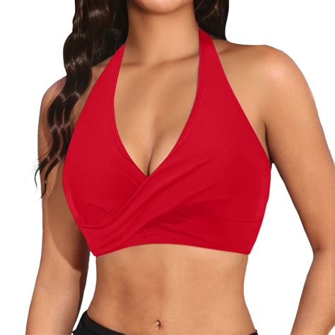 Women Bikini Top Push Up Bathing Suit Top V Neck Full Coverage Swimsuit Top Walmart