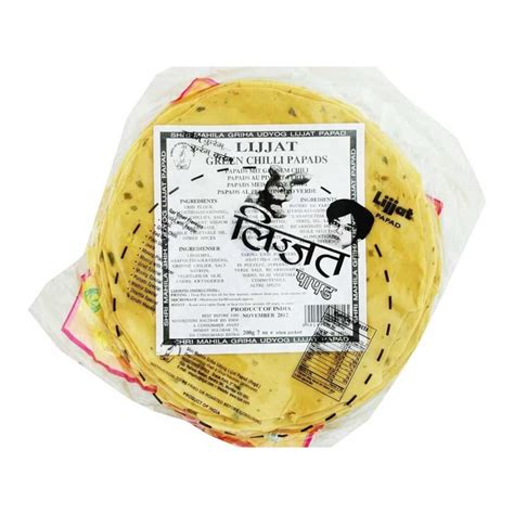 lijjat green chilli papad  cosmo cash carry