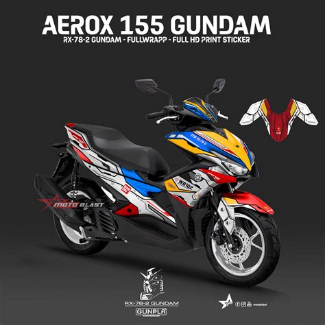 Modifikasi Striping Yamaha Aerox 155 Old Livery Gundam Motoblast