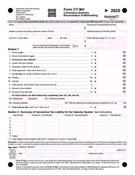 Ct 941 Instructions 2020 2024 Form Fill Out And Sign Printable Pdf Template Airslate Signnow