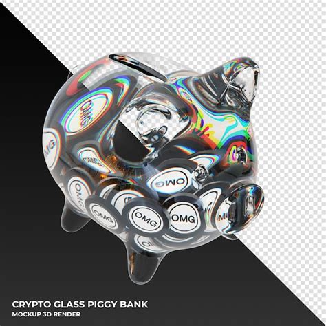 Premium Psd Omg Network Omg Glass Piggy Bank With Crypto Coins D