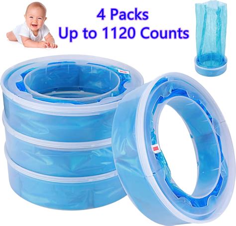 Diaper Pail Refills,4 Packs Holds Up To 1120Counts Diaper Pail Refills Bags Compatible with ...