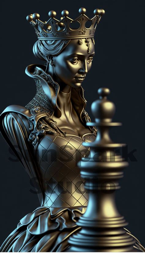 Queen Chess Piece in Gold UNIQUE Digital Download Printable Wall Art ...