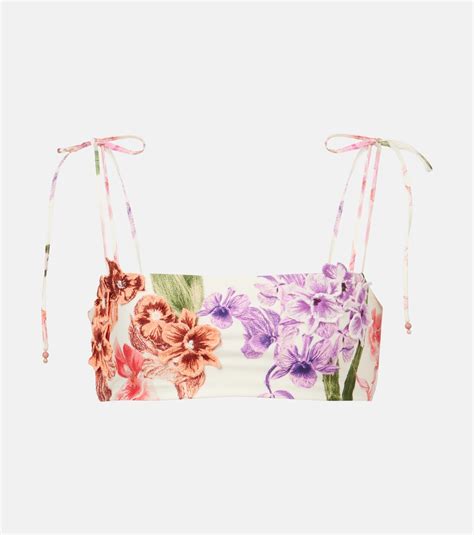 Floral appliqué bikini top in multicoloured Agua By Agua Bendita Mytheresa