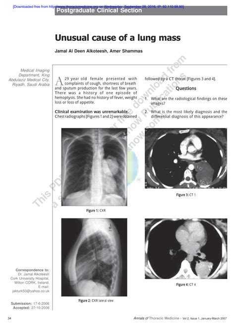 (PDF) Unusual cause of a lung mass