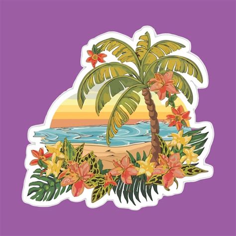 Premium Vector Ocean Beach Graphic Sticker Design
