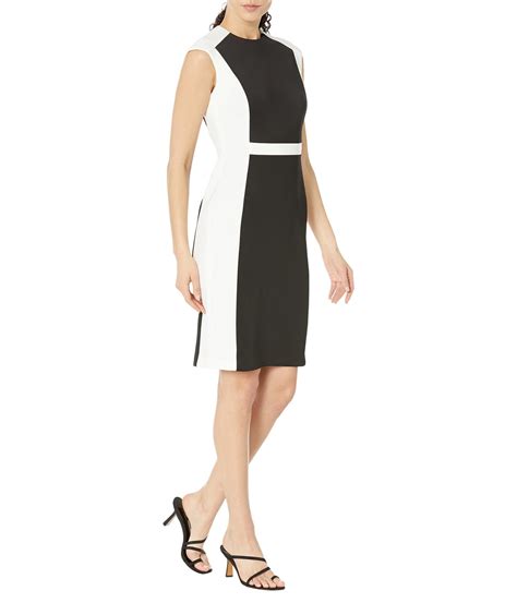 Calvin Klein Color Block Scuba Dress In Black Lyst