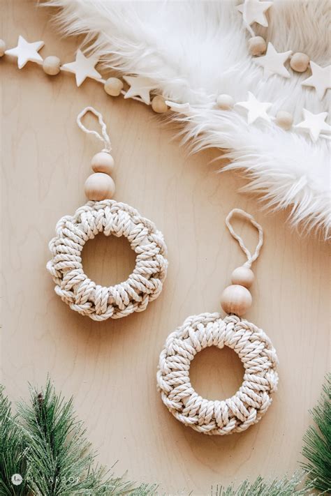 Nautical Christmas Ornaments Recycled Macrame Mini Wreath Ornaments